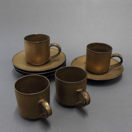 Takatori Ware | Shunkei Takatori | Coffee Set Hyakko Glaze , 4-Piece Set.(U)