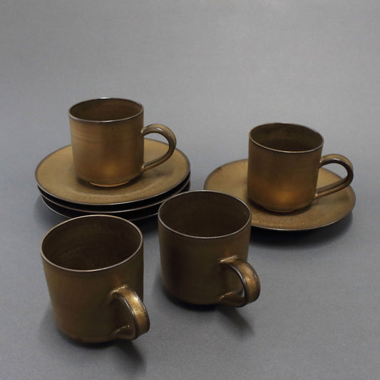 Takatori Ware | Shunkei Takatori | Coffee Set Hyakko Glaze , 4-Piece Set.(T)